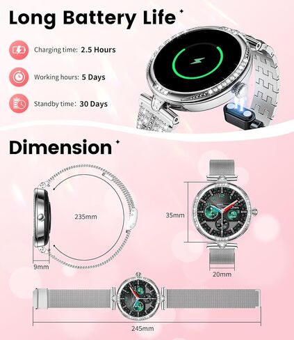LIGE Smart Watches for Women (Answer/Make Call) with Diamonds,1.19" AMOLED Smartwatch with Heart Rate/Sleep Monitor,IP68 Waterproof Fitness Tracker 120 Sport Modes Pedometer for Android iOS,Sliver in Saudi Arabia