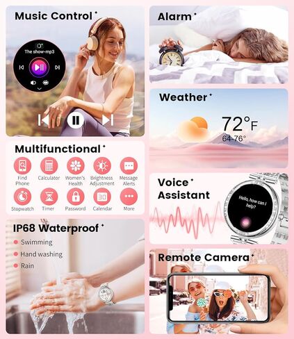 LIGE Smart Watches for Women (Answer/Make Call) with Diamonds,1.19" AMOLED Smartwatch with Heart Rate/Sleep Monitor,IP68 Waterproof Fitness Tracker 120 Sport Modes Pedometer for Android iOS,Sliver in Saudi Arabia