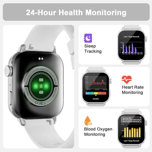 MFVLP Smart Watch for Men Women, 1.85'' AMOLED HD Fitness Watch with 120+ Sports Modes, Bluetooth Call/Heart Rate/Sleep Monitor/Pedometer, Smartwatch for Android iOS, IP68 Waterproof, Silver in Kuwait