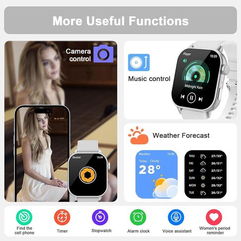 MFVLP Smart Watch for Men Women, 1.85'' AMOLED HD Fitness Watch with 120+ Sports Modes, Bluetooth Call/Heart Rate/Sleep Monitor/Pedometer, Smartwatch for Android iOS, IP68 Waterproof, Silver in Kuwait