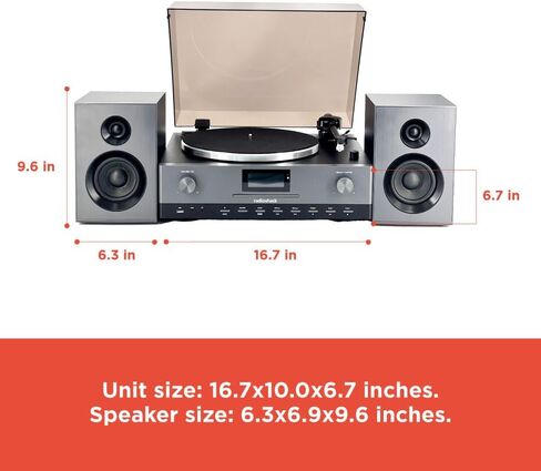RadioShack 2-Speed Belt-Drive Turntable with 2 Detachable Speakers Bluetooth, CD and USB Playback 4001798 in Kuwait