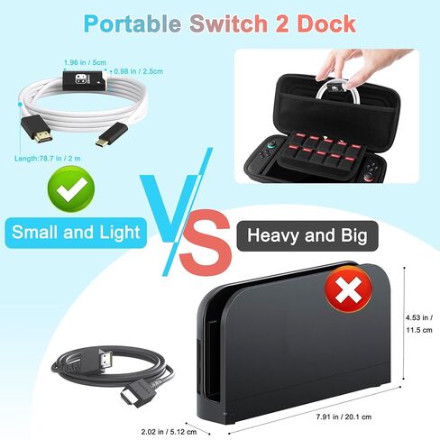 Switch 2 Dock, (Plug-and-Play) USB C to HDMI Cable 4K@60Hz for Nintendo Switch 2/OLED/1, Portable Travel TV Base Adapter ＆ Travel NS2 Docking Station Cord Compatible with Nintendo 2 in Kuwait