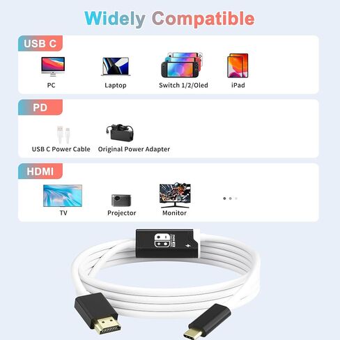 Switch 2 Dock, (Plug-and-Play) USB C to HDMI Cable 4K@60Hz for Nintendo Switch 2/OLED/1, Portable Travel TV Base Adapter ＆ Travel NS2 Docking Station Cord Compatible with Nintendo 2 in Kuwait