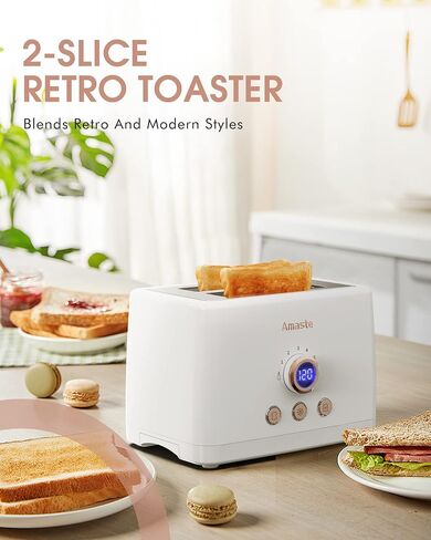 Amaste Retro Coffee Maker & Toaster Set- Elegant White with Rose Gold in Kuwait