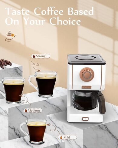 Amaste Retro Coffee Maker & Toaster Set- Elegant White with Rose Gold in Kuwait
