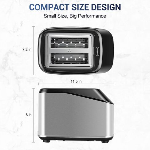 Secura Brands Motorized 2 Slice Toaster with Touch Screen, 30-Min Keep Warm & Countdown Timer Toaster, 6 Bread Types for Even Heating, Cool-Touch Stainless Steel, Bagel Defrost Reheat in Kuwait