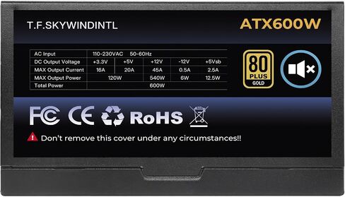 600W Power Supply 80 Plus Gold Gaming PSU Non Modular ATX Form Factor in Saudi Arabia