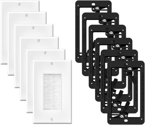 6 Pack Brush Wall Plate with Mounting Bracket, Cable Pass Through in Kuwait