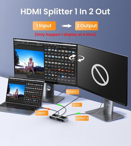 HDMI 2.1 Switch 8K@60Hz 4K@120Hz 2 in 1 Out with Remote in Kuwait