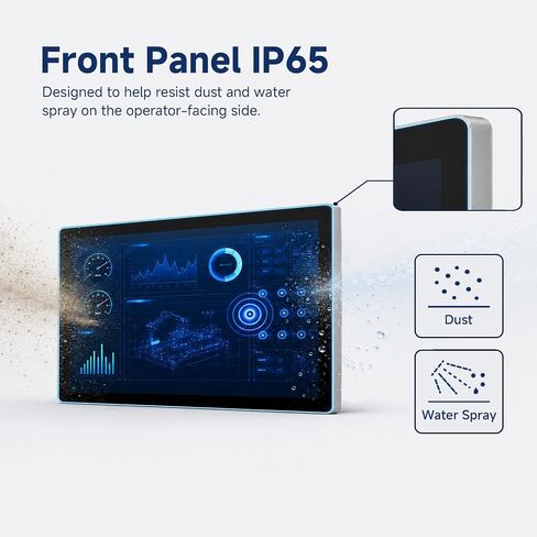 N15L6 Industrial Panel PC, 15.6" FHD Touchscreen Computer, Windows 11 Pro, Intel N5095, 8GB RAM+128GB SSD, Fanless HMI PC, IP65 Front Panel, Dual RS232 for Machine Control & Factory Automation in Kuwait