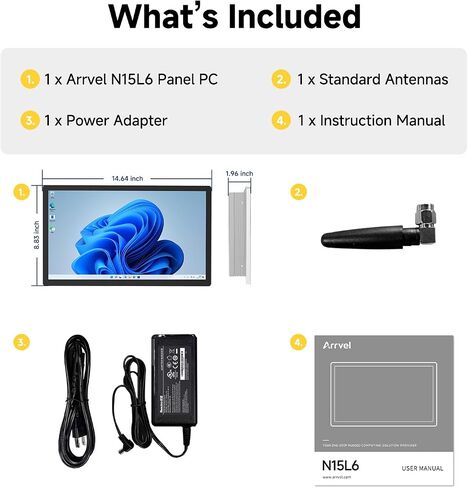 N15L6 Industrial Panel PC, 15.6" FHD Touchscreen Computer, Windows 11 Pro, Intel N5095, 8GB RAM+128GB SSD, Fanless HMI PC, IP65 Front Panel, Dual RS232 for Machine Control & Factory Automation in Kuwait