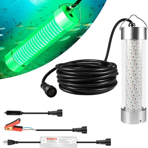 HUSUKU LED Underwater Fishing Light, Green Night Fishing Finder Attractor, IP68 Submersible Boat Lamp for Snook Crappie Squid Shrimp in Kuwait