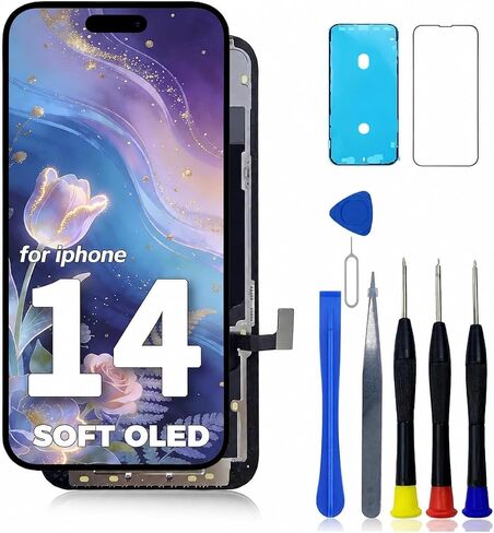 LCD for iPhone 14 Screen Replacement 6.1 Soft OLED for iPhone 14 A2882, A2649, A2881, A2884, A2883 3D Touch LCD Display Digitizer Touch Screen Assembly with Repair Tools Parts in Kuwait