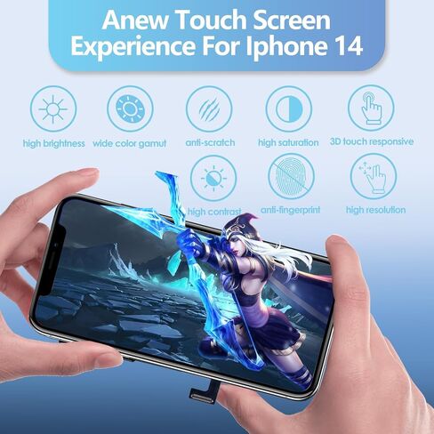 LCD for iPhone 14 Screen Replacement 6.1 Soft OLED for iPhone 14 A2882, A2649, A2881, A2884, A2883 3D Touch LCD Display Digitizer Touch Screen Assembly with Repair Tools Parts in Kuwait