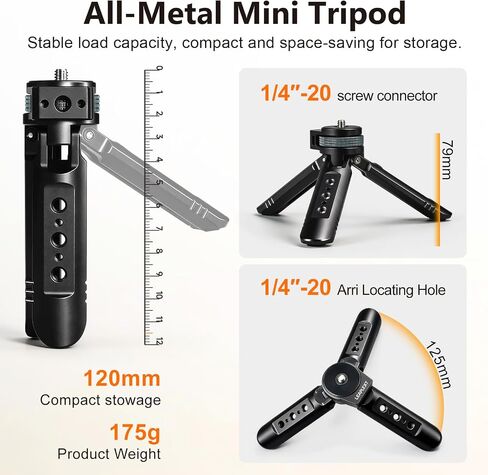 Desktop and Handheld Mini Tripod for DJI Osmo Pocket 4/4P/3, for Insta360 Luna Ultra and Stabilizer, for Xtra Muse Tripod, with 1/4"-20 Screw, Aluminum Compact Travel Vlog Action Camera in Kuwait
