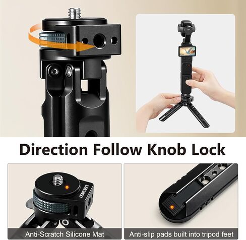 Desktop and Handheld Mini Tripod for DJI Osmo Pocket 4/4P/3, for Insta360 Luna Ultra and Stabilizer, for Xtra Muse Tripod, with 1/4"-20 Screw, Aluminum Compact Travel Vlog Action Camera in Kuwait
