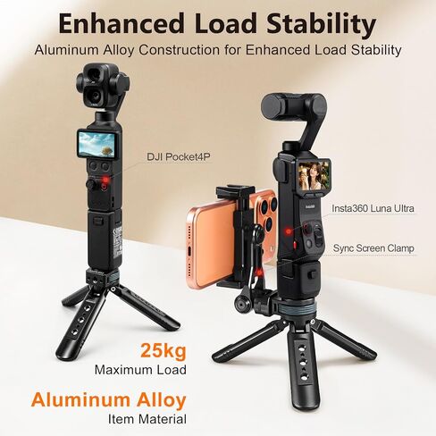 Desktop and Handheld Mini Tripod for DJI Osmo Pocket 4/4P/3, for Insta360 Luna Ultra and Stabilizer, for Xtra Muse Tripod, with 1/4"-20 Screw, Aluminum Compact Travel Vlog Action Camera in Kuwait