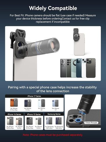 MIAO LAB 5-10X Zoom Telephoto Lens, High Power Telephoto Mobile Cell Phone Lens for iPhone 17/16/15/14/13 Series, Samsung, Android Phone and Most Smartphone in Saudi Arabia