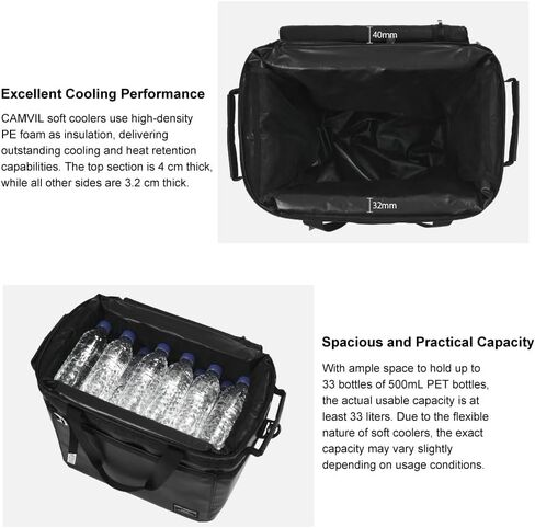 Extra Large Soft Sided Cooler Bag | 48 Can Collapsible Ice Chest with 72H Ice Retention | Leakproof Insulated Portable Cooler for Camping, Beach, Road Trips, Grocery Shopping in Kuwait