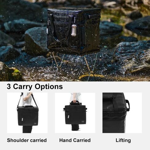 Extra Large Soft Sided Cooler Bag | 48 Can Collapsible Ice Chest with 72H Ice Retention | Leakproof Insulated Portable Cooler for Camping, Beach, Road Trips, Grocery Shopping in Kuwait