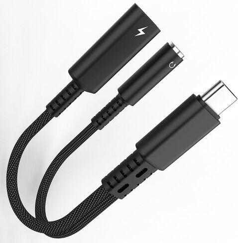 USB C to 3.5mm Audio Aux Headphone Jack Adapter and Charger Dongle Splitter in Kuwait