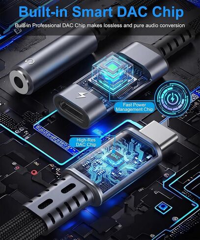 USB C to 3.5mm Audio Aux Headphone Jack Adapter and Charger Dongle Splitter in Kuwait