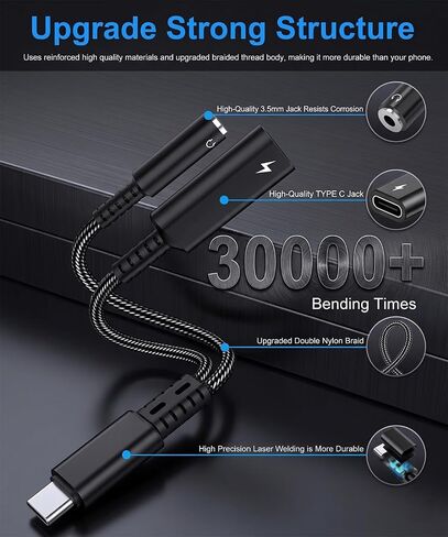 USB C to 3.5mm Audio Aux Headphone Jack Adapter and Charger Dongle Splitter in Kuwait