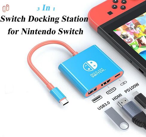 Switch Docking Station for Nintendo Switch, 100W Fast Charging Dock Station with 4K@60Hz HDMI, USB C to HDMI Adapter for Steam Deck, MacBook, Laptop, TV Monitor in Kuwait