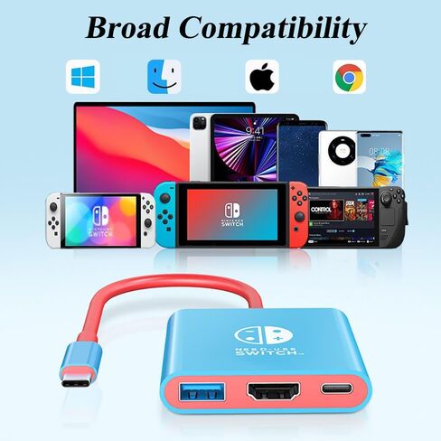 Switch Docking Station for Nintendo Switch, 100W Fast Charging Dock Station with 4K@60Hz HDMI, USB C to HDMI Adapter for Steam Deck, MacBook, Laptop, TV Monitor in Kuwait
