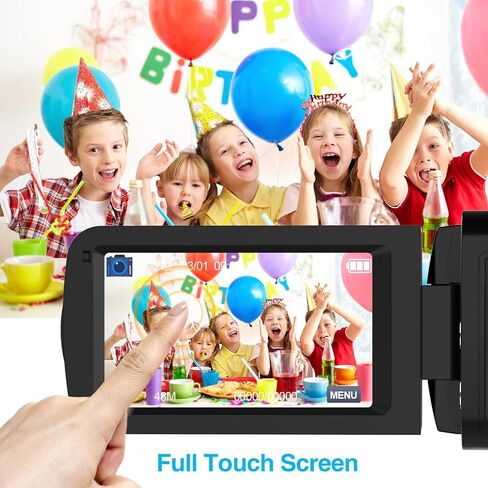 4K Camcorder Video Camera, 48MP Digital Video Camera for YouTube, with 3'' 270 Degree Rotation Touchscreen, 18X Video Recorder Vlogging Camera with Remote Control and Two Batteries in Saudi Arabia
