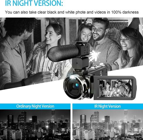 4K Camcorder Video Camera, 48MP Digital Video Camera for YouTube, with 3'' 270 Degree Rotation Touchscreen, 18X Video Recorder Vlogging Camera with Remote Control and Two Batteries in Saudi Arabia