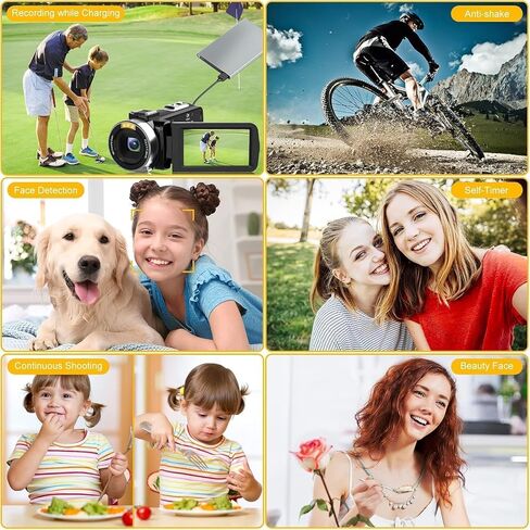 4K Camcorder Video Camera, 48MP Digital Video Camera for YouTube, with 3'' 270 Degree Rotation Touchscreen, 18X Video Recorder Vlogging Camera with Remote Control and Two Batteries in Saudi Arabia