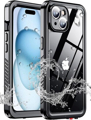 xiwxi for iPhone 12 pro case Waterproof,[IPX8 Underwater Case][Full Body Shockproof & 15FT Military Dropproof][Built-in Screen Protector][Dustproof] Clear Sound for iPhone 12 pro case 6.1 inch-Black in Saudi Arabia