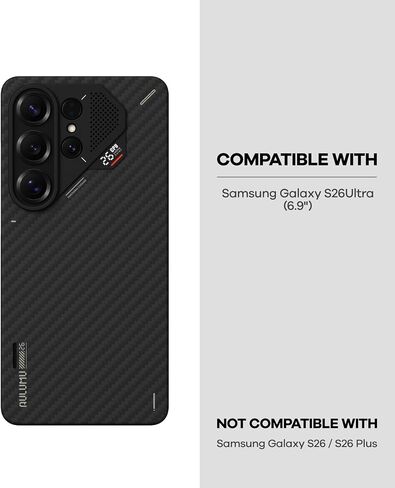 Aulumu S26 Ultra Galaxy Aramid Fiber Magnetic Case+G09 Ghost Infinite 360° Magnetic Ring Grip,Includes (S26) Black + (G09) Midnight Gray in Kuwait