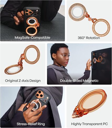 Aulumu S26 Ultra Galaxy Aramid Fiber Magnetic Case+G09 Ghost Infinite 360° Magnetic Ring Grip,Includes (S26) Black + (G09) Midnight Gray in Kuwait