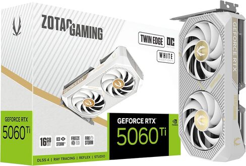 ZOTAC Gaming GeForce RTX 5060 Ti 16GB Twin Edge OC White Edition DLSS 4 16GB GDDR7 128-bit 28 Gbps PCIE 5.0 Gaming Graphics Card, IceStorm 2.0 Cooling, SFF-Ready, ZT-B50620Q-10M in Kuwait