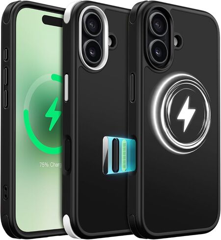 Mobnano for iPhone 15 Case Compatible with MagSafe – Frosted Matte Shockproof Case, Replaceable Anti-Collision Corners & Buttons (2 Colors), Slim Fit & Full Protection Phone Cover - Neon Green in Saudi Arabia