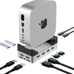 ANYOYO Mac mini M4 Dock, 40Gbps Docking Station Stand with 8TB M.2 NVMe SSD Enclosure, Dual HDMI 4K@60Hz, 4×USB-A (10Gbps), 2×USB-A 2.0, PD30W, Wi-Fi Friendly Design, USB Hub for Mac mini M4&M4 Pro in Kuwait