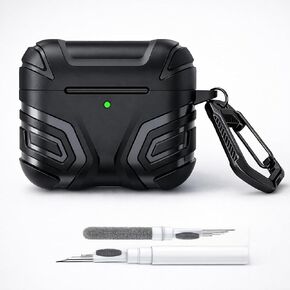 Mizi [Design Patent] Rugged Case for Air Pods 4th Generation/Air Pods 4 with Active Noise Cancellation (ANC) (2024) with Cleaner Kit, Full Body Shockproof Hard Protection Design - Black in Kuwait
