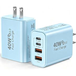 USB C Wall Fast Charger Block, 40W 4-Port Type C Charger Fast Charging Blocks +QC 3.0 USB C Multiport Charger Brick for Phone 17/16/15/14/13/12 Pro Max, Pad, Cosmic Orange in Kuwait