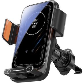 Wireless Car Charger Mount,Motorized 90° Rotating Auto-Clamping Air Vent Car Phone Holder Charger with Smart Sensor, 15W Fast Charging Wireless Car Charger for iPhone/Samsung (Black) in Kuwait
