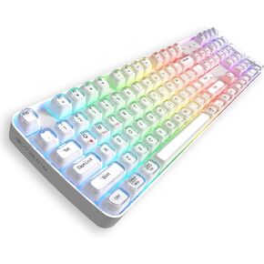 RGB Arc Wireless Keyboard, BT/2.4G/Wired Tri-Mode, Full Size Crystal Texture Translucent Keycaps, 2000mAh Rechargeable, Compatible with PC/Notebook/Tablet/Smartphone (Orange) in Kuwait