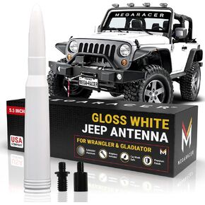 50 Cal Bullet Antenna for Jeep Wrangler& Gladiator, 2007-2024, Gloss White in Kuwait