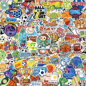 300 Pcs Sport Stickers for Kids, Waterproof Vinyl Sticker Water Bottles (Soccer, Basketball, Baseball) for Laptops, Party Favors & Classroom Prizes, Birthday Decorations in Saudi Arabia