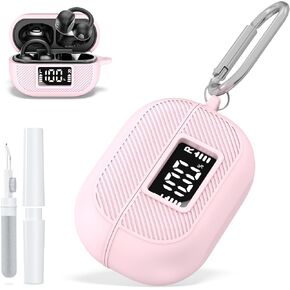 for TOZO OpenEarRing Case Cover with Cleaner Kit, Silicone Shockproof Protective Battery Display Visible Design Cover with TOZO OpenEarRing True Open Ear Earbuds with Carabiner-Black in Kuwait