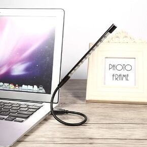 5V USB Flexible Mini LED Reading Light for Laptop, Gooseneck Lamp with 10 LED EyeCare Bright Light for PC Computer Keyboard, Black (Black) in Kuwait