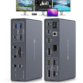TJCXELE Displaylink Docking Station 3 Monitors with HDMI DP,19-in-1 USB C Laptop Docking Station Triple Display 4K 60Hz with PD 100W,10bps USBC/A Ethernet/Card Readers/Audio for M1 M2 M3/Mac&Windows in Kuwait