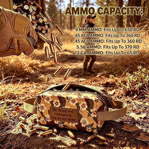 GuRK 2-Pack Floral Camo Ammo Pouch for Women,600D Durable Loose Ammo Storage Bag,Range Ammo Organizer for Shooting Accessories,Portable Ammo Bags for Shooting Range in Saudi Arabia