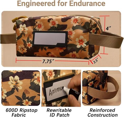 GuRK 2-Pack Floral Camo Ammo Pouch for Women,600D Durable Loose Ammo Storage Bag,Range Ammo Organizer for Shooting Accessories,Portable Ammo Bags for Shooting Range in Saudi Arabia