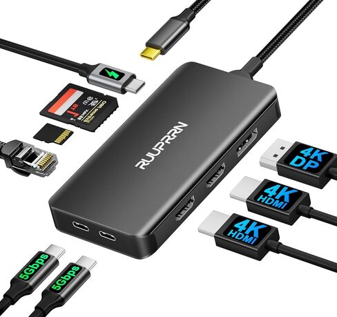 USB C Docking Station 3 Monitors, 9 in 1 USBC Dock with 2 HDMI, DisplayPort in Kuwait